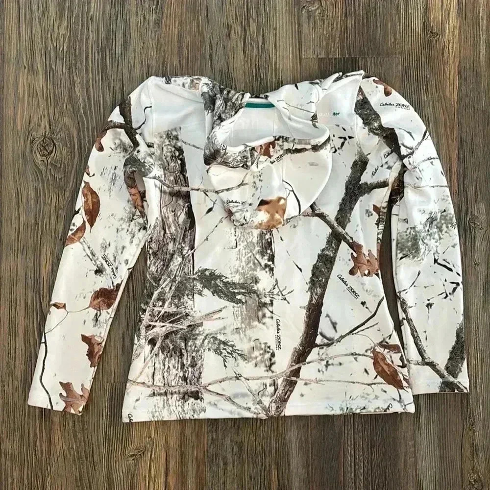 Cabela's Zonz Woodlands Hooded Fleece Hunting Sweatshirt Women’s M L/S Full Zip - Picture 2 of 13